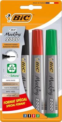 Bic permanent marker 2000, doos met 4 stuks in geassorteerde kleuren