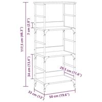 Boekenkast 50x33x117,5 cm bewerkt hout artisanaal eikenkleur - thumbnail