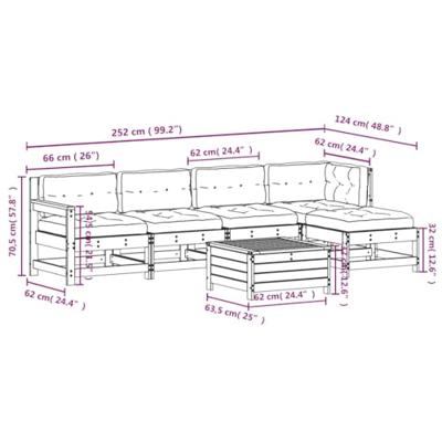 6-delige Loungeset met kussens geïmpregneerd grenenhout