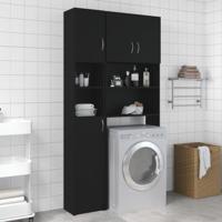 vidaXL Badkamerkast 32x25,5x190 cm spaanplaat zwart - thumbnail