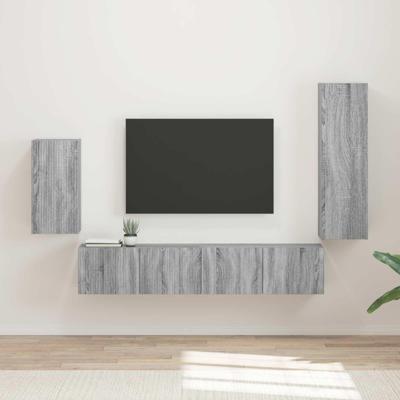 Tv-meubelset Wandgemonteerd 3 pcs Grijs Sonoma Bewerkt hout