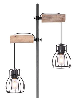Globo Staande lampMina zwart met hout - 15326-2SN