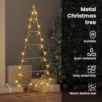 Metalen kerstboom met standaard Goud 90 cm Poedergecoat staal - thumbnail