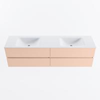 MONDIAZ VICA 180cm badmeubel onderkast Rosee 4 lades. Wastafel CLOUD dubbel zonder kraangat, kleur Talc. - thumbnail