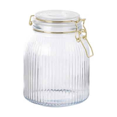 Weckpot ribbel met gouden deksel - 1.2 liter