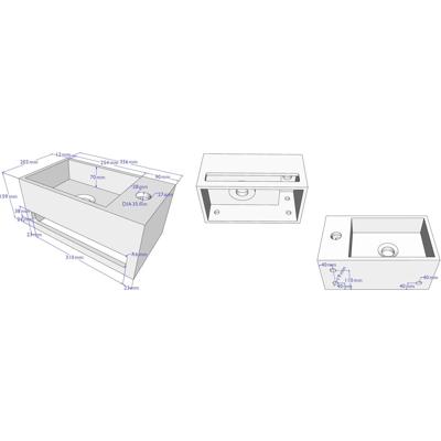Wiesbaden Julia - Fontein - Rechts - 35x20x16cm - Solid Surface Mat Zwart