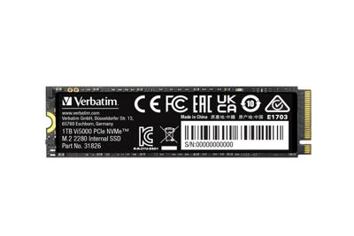 Verbatim Vi5000 1 TB NVMe/PCIe M.2 SSD 2280 harde schijf M.2 NVMe PCIe 4.0 x4 Retail 31826
