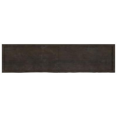 Wandschap 200x50x6 cm behandeld massief eikenhout donkergrijs