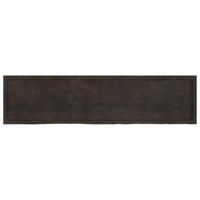 Wandschap 200x50x6 cm behandeld massief eikenhout donkergrijs - thumbnail