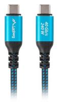 Lanberg USB-C kabel M/M USB4 2,0m 240W 8K 60Hz zwart/blauw - thumbnail