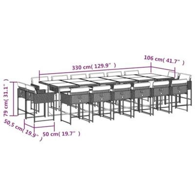 17-delige Tuinset met kussens poly rattan beige