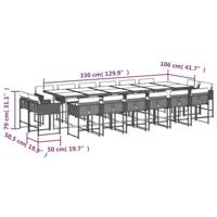 17-delige Tuinset met kussens poly rattan bruin - thumbnail