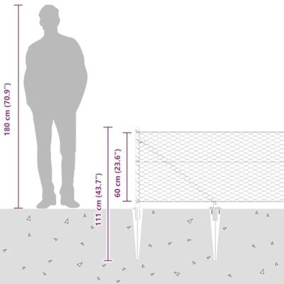 VidaXL Afrasteringspaal zilver 10 x 0,6 m (36 mm gaas) staal