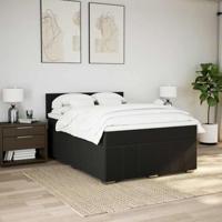 Boxspring met matras stof zwart 140x190 cm - thumbnail
