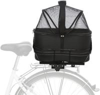 Trixie fietsmand achterop zwart met kussen en kap - thumbnail