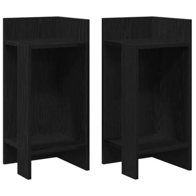 Bijzettafels 2 st met plank 25,5x27x60 cm zwart