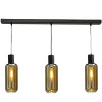 Masterlight Zwarte hanglamp eetkamerBounty 3-lichts cilindrisch glas - 2471-05-05-100-3-5 - thumbnail