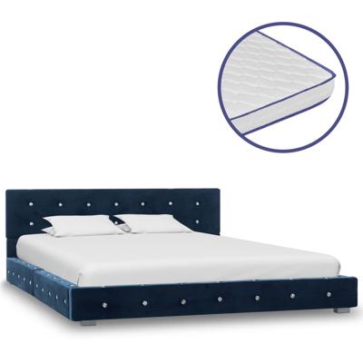 vidaXL Bed met traagschuim matras fluweel blauw 140x200 cm vidaXL Bed met traagschuim matras fluweel blauw 140x200 cm