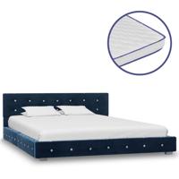vidaXL Bed met traagschuim matras fluweel blauw 140x200 cm - thumbnail