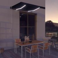 VidaXL Luifel handmatig uittrekbaar met led 300x250 cm antraciet - thumbnail