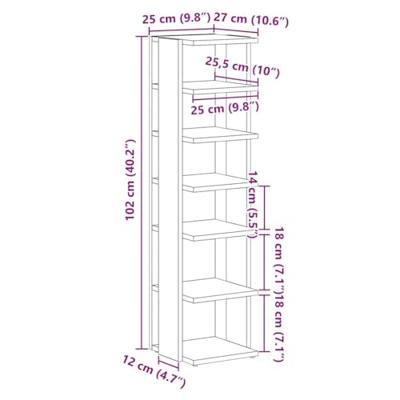 VidaXL Schoenenkasten 2 st 25x27x102 cm bewerkt hout zwart eikenkleur