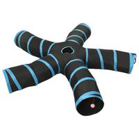 VidaXL Kattentunnel 5-voudig 25 cm polyester zwart en blauw - thumbnail