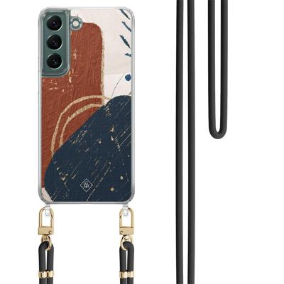 Samsung Galaxy S22 Plus hoesje met zwart koord - Abstract terracotta