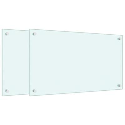 VidaXL Spatschermen keuken 2 st 70x40 cm gehard glas wit