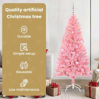VidaXL Kerstboom met 150 led met standaard roze 150 cm pvc VidaXL Kerstboom met 150 led met standaard roze 150 cm pvc