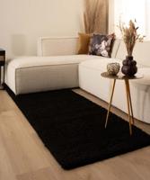 Tapeso Hoogpolige loper shaggy Trend effen - zwart - 80x250 cm - thumbnail