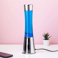 Lavalamp Zilver Met Blauwe Vloeistof En Navy Lava - thumbnail