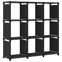 VidaXL Kast met 9 vakken 103x30x107,5 cm stof zwart - thumbnail