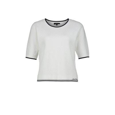 Claudia Sträter trui met contrastbies en borduursels wit/donkerblauw