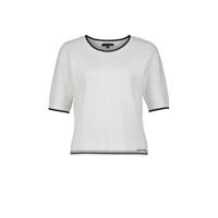 Claudia Sträter trui met contrastbies en borduursels wit/donkerblauw - thumbnail