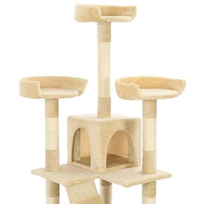 Kattenkrabpaal met sisal krabpalen 170 cm beige Kattenkrabpaal met sisal krabpalen 170 cm beige