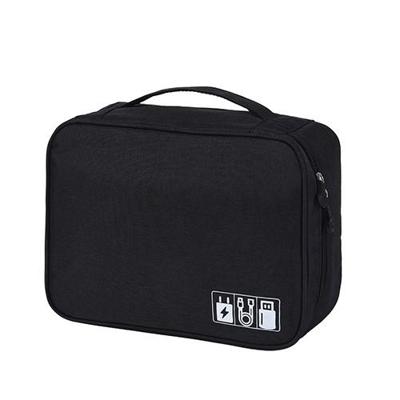 Digitale kabel tas mannen draagbare reizen gadgets Pouch Power snoer lader headset organisator (zwart)