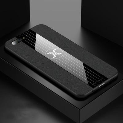 Voor OPPO A5 XINLI stiksels doek Textue schokbestendige TPU beschermhoes (zwart)