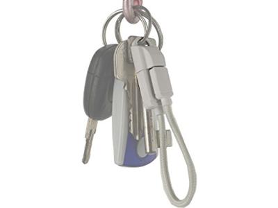 KeyMate Charge/Sync Keychain Cable Nylon Braided Lightning White