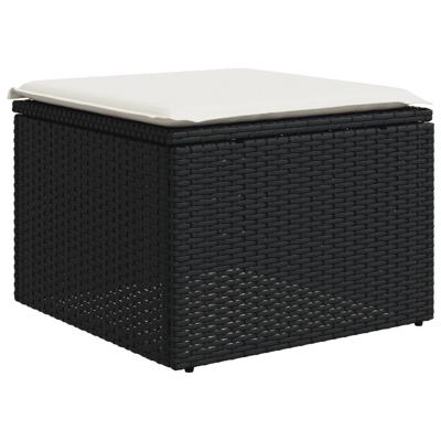5-delige Loungeset met kussens poly rattan zwart - thumbnail