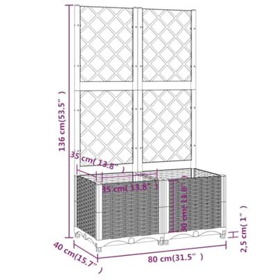 VidaXL Plantenbak met latwerk 80x40x136 cm polypropeen wit
