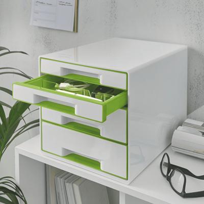 Ladenblok leitz wow 4 laden wit/groen