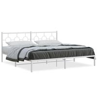 Bedframe met hoofdbord metaal wit 200x200 cm - thumbnail