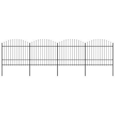 Tuinhek met speerpunt staal 714,5x175 cm zwart