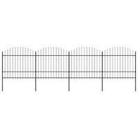 Tuinhek met speerpunt staal 714,5x175 cm zwart - thumbnail