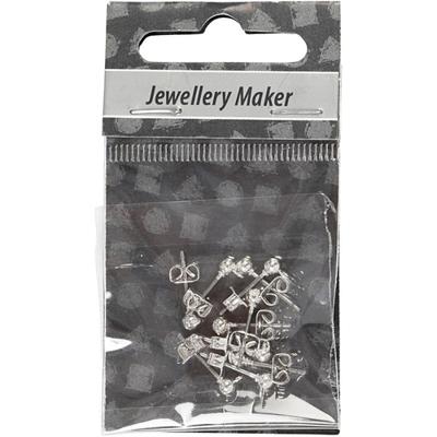 Creativ Company Oorsteker, l: 13 mm, d 3,8 mm, gatgrootte 0,8 mm, verzilverd, 10 stuk/ 1 doos