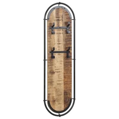 VidaXL Wandkapstokken 2 st met 4 haken massief ruw mangohout