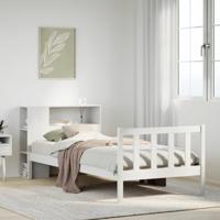 Bed met boekenkast zonder matras grenenhout wit 90x190 cm - thumbnail