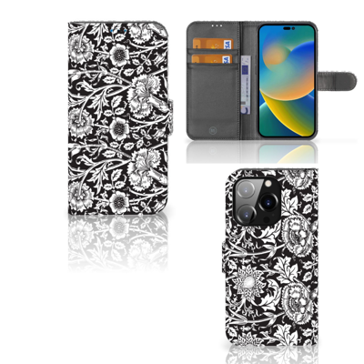 iPhone 14 Pro Hoesje Black Flowers iPhone 14 Pro Hoesje Black Flowers