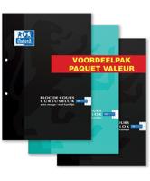 Oxford cursusblok voordeelpak van 3 stuks, geassorteerde kleuren, ft A4, 100 vel, commercieel geruit - thumbnail