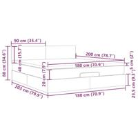 Ottoman bed met matras 180x200cm stof zwart - thumbnail